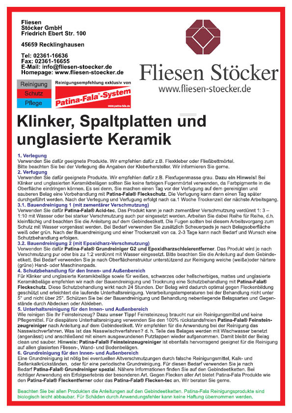 Klinker, Spaltplatten und unglasierte Keramik