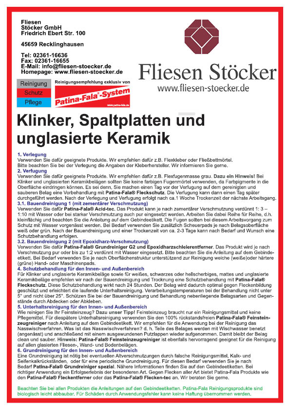 Klinker, Spaltplatten und unglasierte Keramik